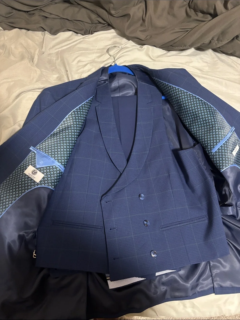 Tailored Navy Windowpane Three Piece suit